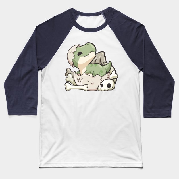 Baby T-Rex Baseball T-Shirt by Bobblejot